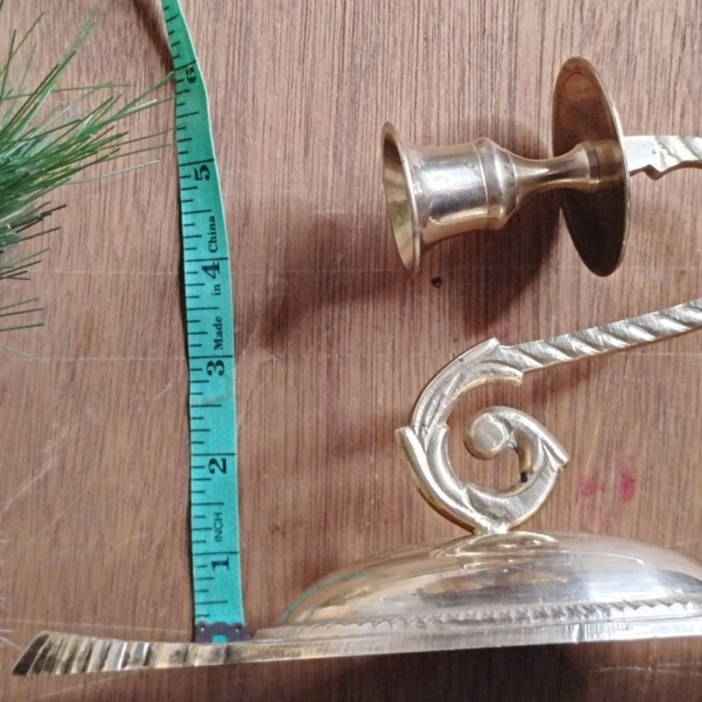 . Vintage Brass Wall Sconce - Single Candle Holder Wall Sconce - Picture 7 of 8
